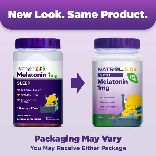 Miniatura 3 de Natrol Melatonina para niños 1 mg, suplemento dietético para un sueño reparador, gomitas de melatonina para niños, 180 gomitas con sabor a