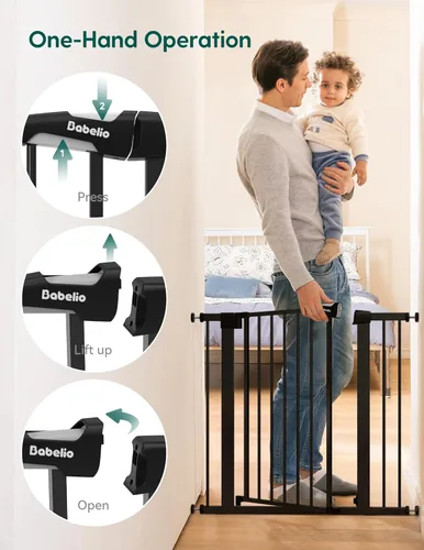 Miniatura 5 de Babelio - Puerta de bebé de 73-109 cm, con cierre automático, fácil de instalar, puerta de seguridad extra ancha para mascotas, Walk Thru