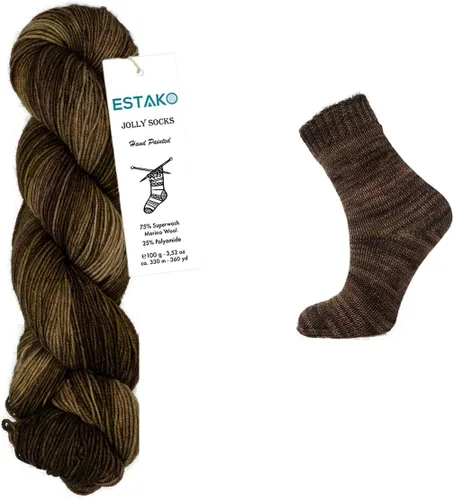 Miniatura 3 de Estako Jolly Socks Hilo Pintado a Mano 75% Lana Merino Superwash y 25% Poliamida (Fine/Sport 2 Peso) / 3.52 Oz - 100 gr / 360 Yardas - 330 mt