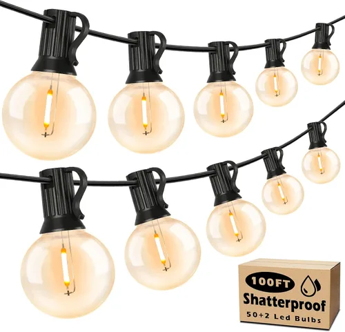 Miniatura 9 de Luces de Cadena LED para Exteriores de 50 Pies Impermeables, Brillantes 2700K, Luces de Cadena para Patio LED con 27 Bombillas Globo G40