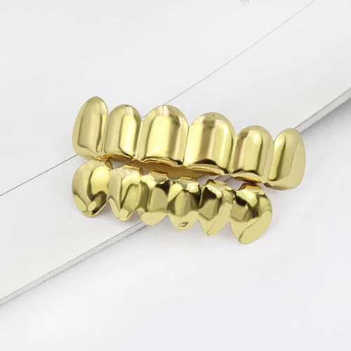 Miniatura 3 de TOPGRILLZ Parrillas de oro para tus dientes, chapadas en oro de 18 quilates, estilo hip hop, ajuste personalizado, parrillas de dientes pulidos