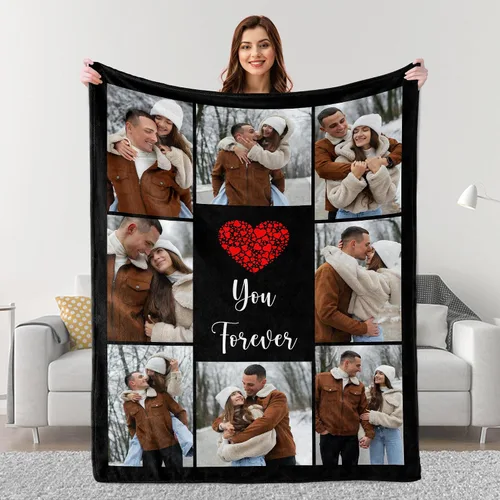 Miniatura 15 de Mantas personalizadas con fotos, regalos personalizados para parejas para esposa, marido, novia, novio, manta con imagen personalizada "I Love You