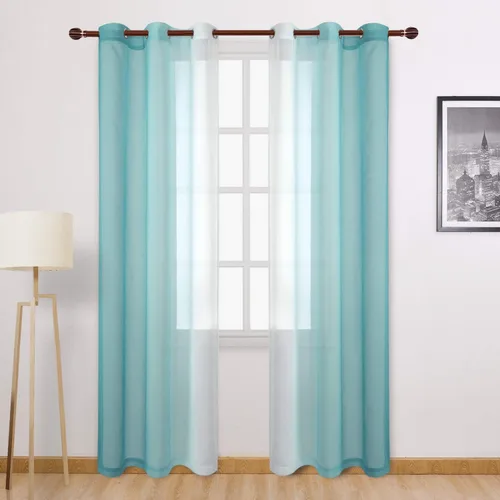 Miniatura 25 de DWCN Cortinas Transparentes de Lino Sintético Negro Degradado Ombré - Cortinas Semi Transparentes de Gasa con Ojales en la Parte Superior