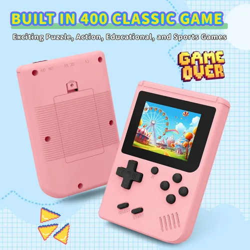 Miniatura 5 de Consola de juegos de mano retro incorporada 400 videojuegos, emulador portátil de mano con pantalla de 3.0 pulgadas, mini consle de juegos retro