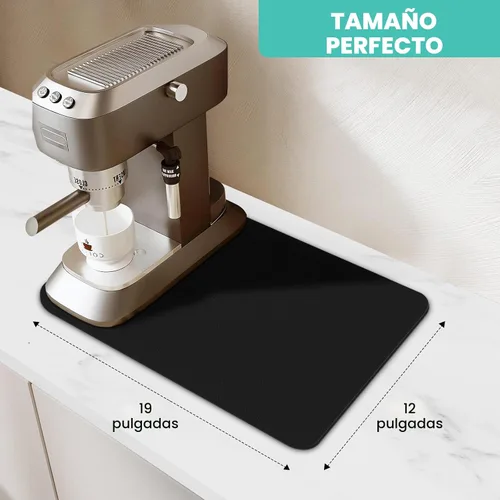 Miniatura 2 de WISELIFE Tapete de café súper absorbente para secar platos, accesorios de barra de café, combina con máquina, tapetes de secado grandes para Negro