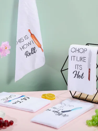 Miniatura 7 de Patelai 4 toallas de cocina divertidas con divertidos frases de batidor de huevos, rodillo de cocina para hornear, para amantes de la cocina, mamá