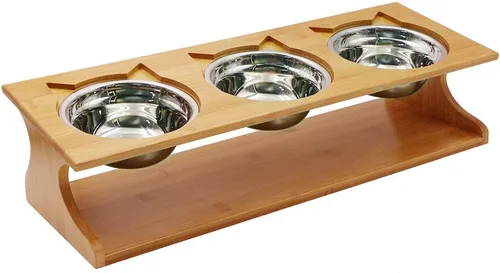 Miniatura 4 de Cuencos para gatos con soporte de madera elevado, cuencos elevados para mascotas con soporte oblicuo para gatos, perros, gatitos y cachorros