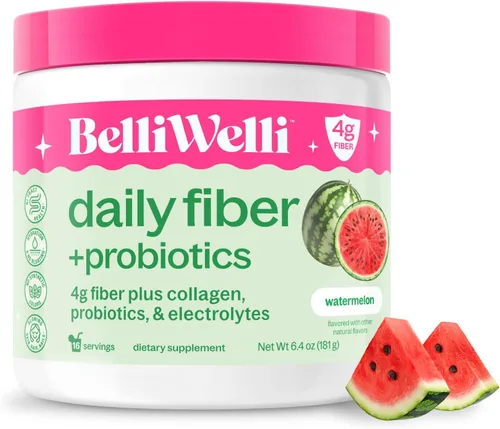 Suplemento de fibra Belli Welli para mujeres y hombres – Polvo de fibra diaria premium de acacia orgánica con colágeno, electrolitos y probióticos