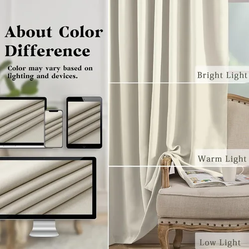 Miniatura 6 de Simplebrand Cortinas naturales extra largas para oscurecer la habitación del patio, 120 pulgadas de largo, 2 paneles para sala de estar, privacidad