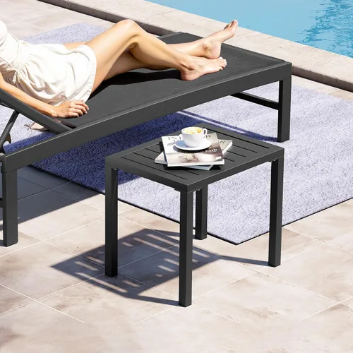 Miniatura 2 de Crestlive Products Mesa auxiliar para exteriores, mesa auxiliar rectangular de aluminio, mesa de café para patio pequeño para interiores y Negro