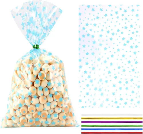 Miniatura 47 de 100 bolsas de regalo de celofán con estampado de estrellas, de 6 x 10 pulgadas, bolsas de regalo de celofán, bolsas de regalo de fiesta, bolsas