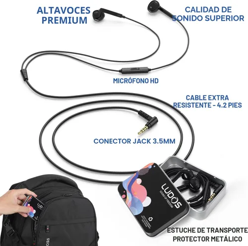 Miniatura 2 de LUDOS FEROX - Auriculares intraurales con cable, auriculares con micrófono, aislamiento de ruido con cable para auriculares Jack de 0.138 pulgadas