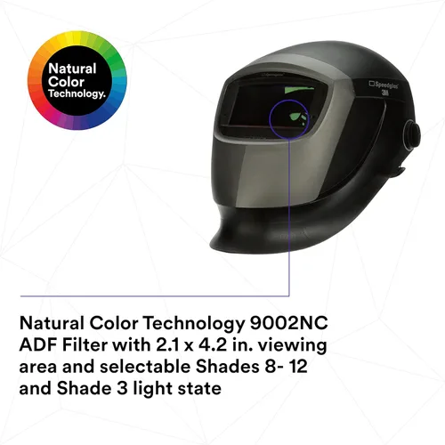 Miniatura 5 de 3M Speedglas - Casco de soldadura 9002NC, 04-0100-20NC, con tecnología de color natural, filtro de oscurecimiento automático para casco de soldadura