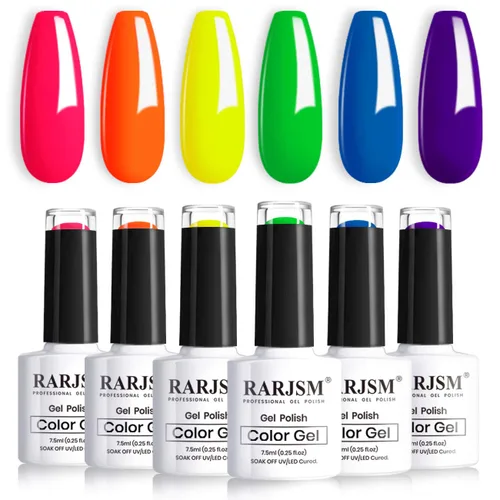 Miniatura 8 de RARJSM Juego de 6 esmaltes de uñas de gel, color marrón, café, vino, borgoña, nude, morado, rosa, champán, dorado, purpurina, para invierno, secado