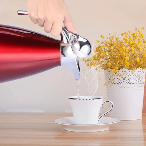 Miniatura 4 de Hervidor de té para estufa, acero inoxidable de doble pared de 2.5 cuartos de galón, tetera silbante con mango ergonómico, frasco de café aislado