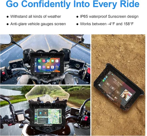 Miniatura 4 de Pantalla Carplay para motocicleta, inalámbrica Apple CarPlay y Android Auto de 5 pulgadas, navegación GPS para motocicleta, pantalla CarPlay