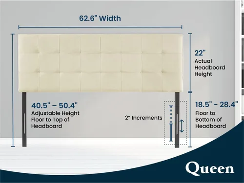 Miniatura 9 de Naomi Home Jessenia - Cabecera capitonada ajustable tapizada de lino con superficie acolchada, soporte de pared o marco de cama, color crema