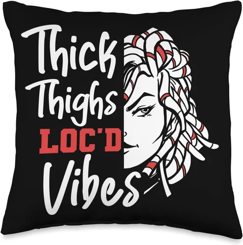 Locs Afro Dreadlocks Love Natural Beauty Hair Locd Thick Thighs Loc'd Vibes Afro Hair - Almohada africana americana, 16 x 16 pulgadas, multicolor