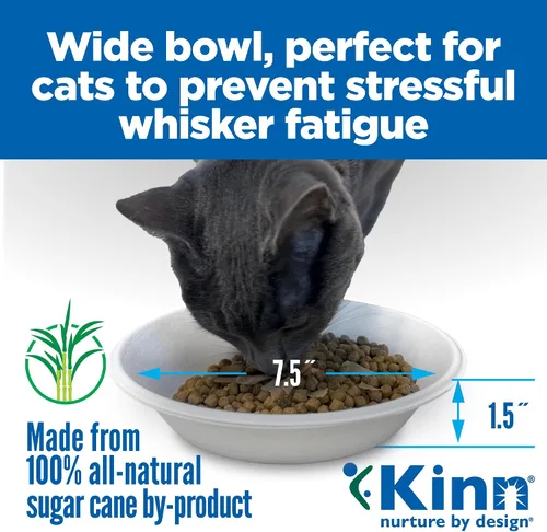 Miniatura 2 de Kinn Whisker Fatigue - Cuenco para gatos compostable y desechable para alimentos o agua, 24 onzas (50 repuestos), plato para gatos apto para bigotes