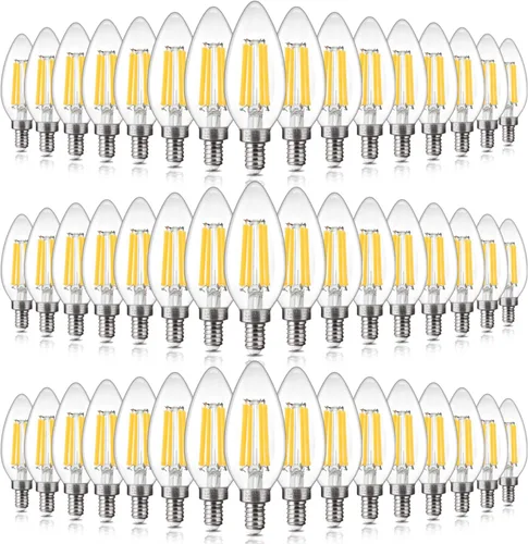 Miniatura 12 de ALAMPEVER Paquete de 6 bombillas para lámpara de techo, equivalente a 40W, foco E12 de candelabro, foco LED regulable de 330 lm, 2200 K blanco