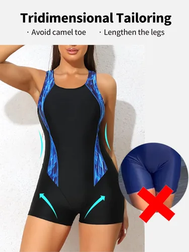 Miniatura 3 de beautyin Traje de baño deportivo de una pieza con espalda cruzada para mujer
