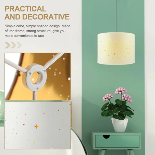 Miniatura 6 de BESTOYARD Pantalla de tambor de tela de 13 pulgadas para mesa, escritorio y lámparas colgantes, pantalla de luz extraíble con marco de hierro