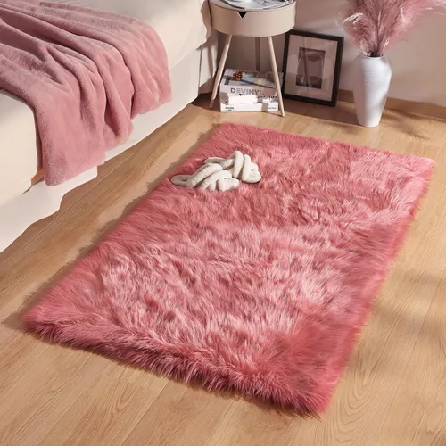 Miniatura 101 de Ashler Home Deco - Tapete de pelo sintético de oveja, mullido, suave, de 2 x 3 pies, lavable a máquina, dormitorio, habitación de los niños, sala