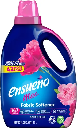 Ensueño Max Suavizante de Telas Líquido - Aroma Primavera Fresca - 125 fl oz (onzas líquidas) - Líquido suavizante de telas seguro para el color -