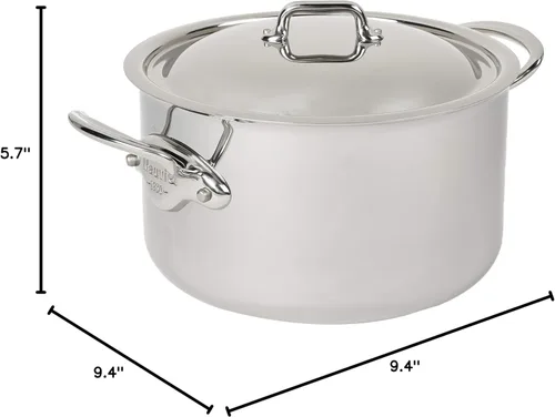 Miniatura 3 de Mauviel M'Cook - Cacerola de acero inoxidable pulido de 5 capas con tapa y asas de acero inoxidable fundido, 6.2 cuartos de galón, fabricado