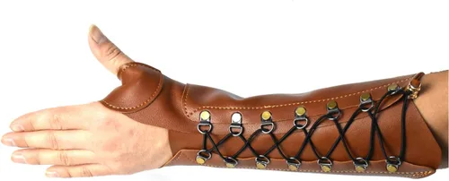 Miniatura 10 de PU cuero tiro con arco protector de brazo protector de mano de arco largo caza tiro