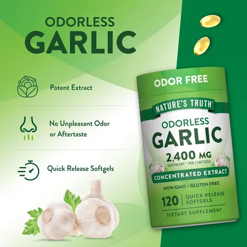 Miniatura 5 de Ajo inodoro 2400 mg 120 cápsulas de gel blando Pastillas de extracto de alta resistencia Sin OMG, suplemento sin gluten por Nature's Truth
