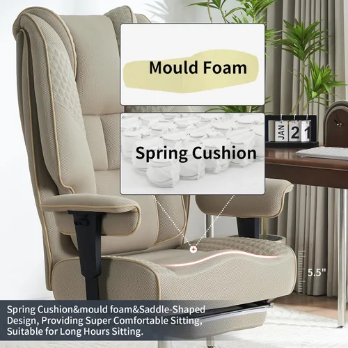 Miniatura 4 de EXCEBET Silla de oficina grande y alta de 400 libras de ancho, silla de oficina ejecutiva de cuero con respaldo alto con reposapiés, sillas Malla