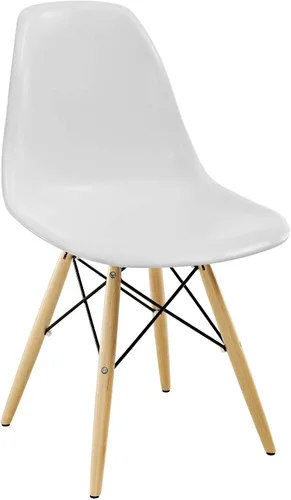 Miniatura 7 de Modway Sillas laterales piramidales con patas de madera natural en negro - Juego de 4