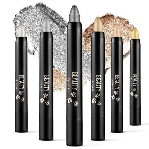 Miniatura 24 de Boobeen Lápiz de sombra de ojos impermeable, lápiz de sombra de ojos en crema brillante para maquillaje de ojos con purpurina, fácil de usar (012#)