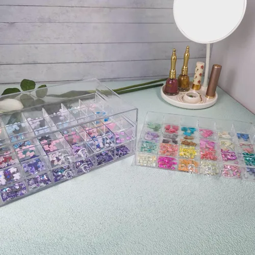 Miniatura 5 de Organizador de uñas de 3 niveles para 72 celosías y almacenamiento de acrílico transparente, accesorios de joyería de uñas, estuche