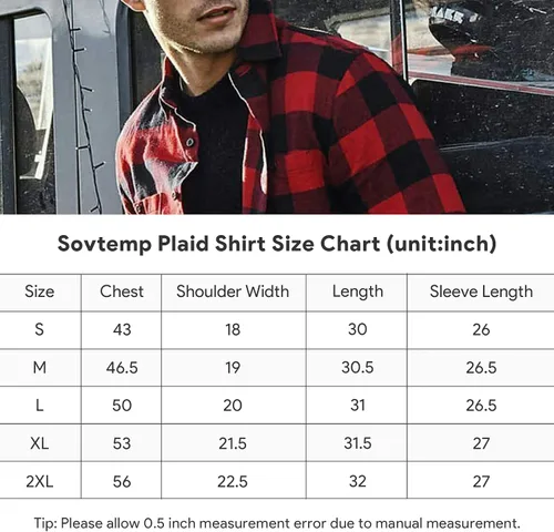 Miniatura 6 de Camisa casual de franela de manga larga para hombre, ajuste regular, con botones y dos bolsillos