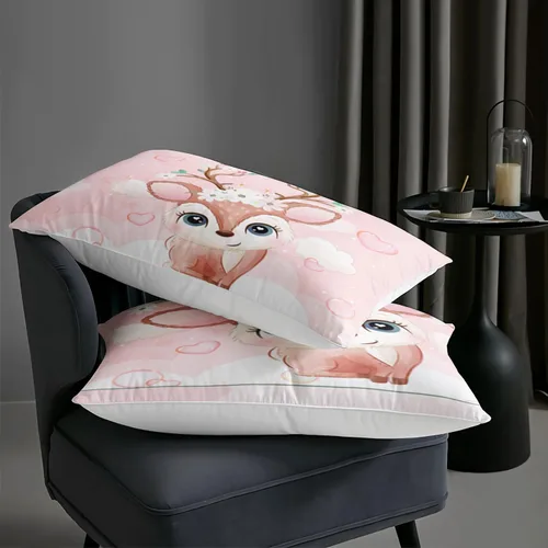 Miniatura 6 de AILONEN Bonito juego de edredón tamaño individual, lindo juego de ropa de cama de ciervo rosa para niños y niñas, juego de edredón Kawaii de ciervos