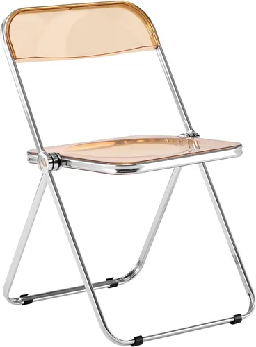 Miniatura 4 de LeisureMod Lawrence - Silla plegable de acrílico transparente moderna con marco de metal, asiento transparente que ahorra espacio para comedor