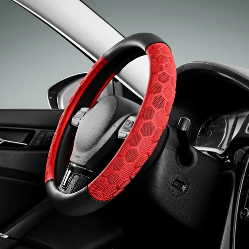 Miniatura 8 de PIC AUTO Funda de volante de masaje, protector de volante de automóvil de cuero con material de patrón de fútbol menta, accesorios