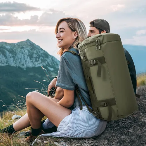 Miniatura 16 de MIER Mochila deportiva grande con compartimento para zapatos, resistente y resistente al agua, azul marino, 45L