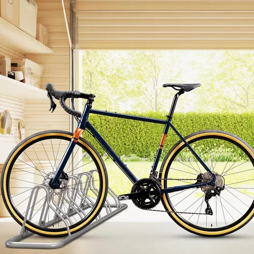 Miniatura 5 de Simple Houseware - Soporte de almacenamiento ajustable para 5 bicicletas, aparcamiento para suelo, color negro