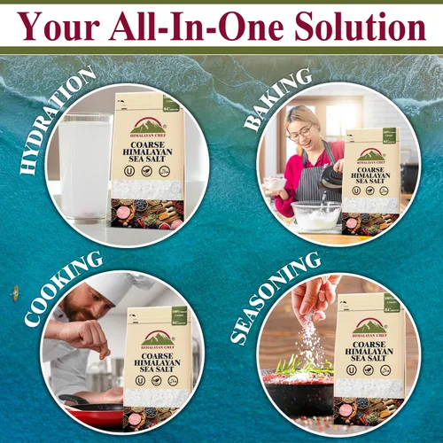 Miniatura 8 de Himalayan Chef Sal marina, granos gruesos, bolsa resellable de 48 onzas – Sal totalmente natural y cosechada a mano sin refinar, sin gluten, sal