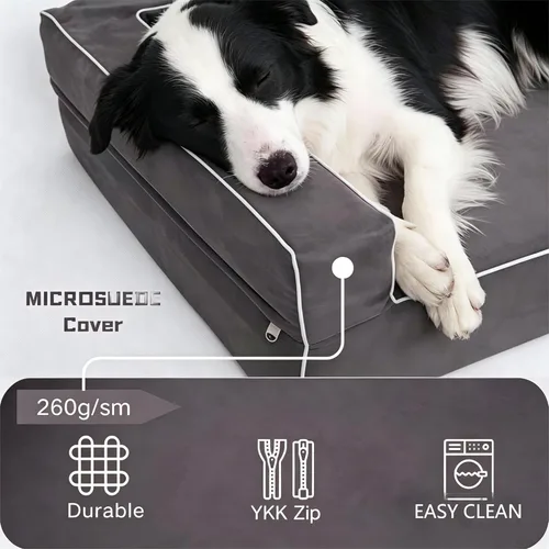 Miniatura 7 de Cama ortopédica para perros grande de 48 x 30 x 9 pulgadas, cama de espuma viscoelástica sólida para aliviar la artritis y displasia de cadera