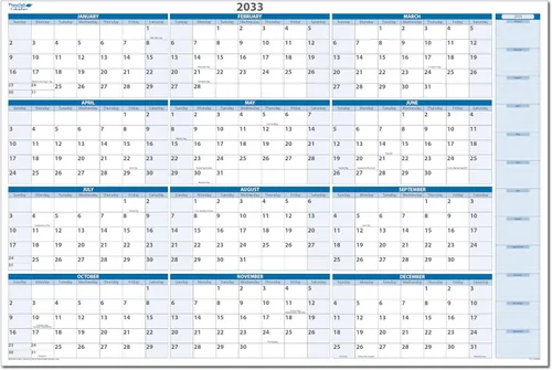 Miniatura 18 de Calendario de pared horizontal borrable en húmedo y seco, azul cielo 2026, 36 pulgadas de alto x 56 pulgadas de ancho con área de planificación