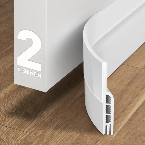 Miniatura 10 de Holikme Burlete para puerta de 41 pulgadas, para debajo de la puerta, bloqueador de corrientes de aire para puertas, tapón de ruido, adhesivo Gris