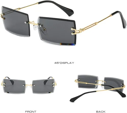 Miniatura 3 de MINCL - Gafas de sol rectangulares pequeñas para mujer ultraligeras color caramelo sin marco