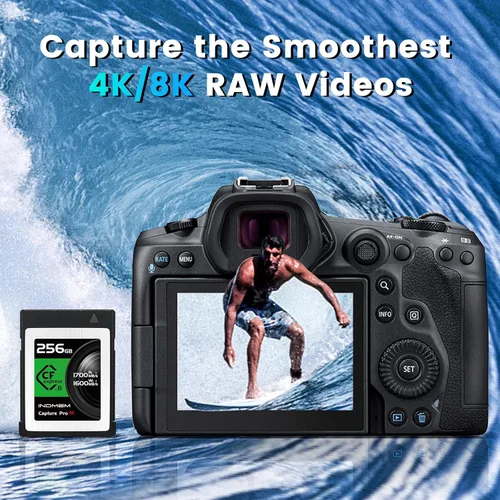 Miniatura 4 de Tarjeta de memoria CFexpress tipo B de 256 GB, grabación de video 4K/8K sin procesar, lectura de hasta 1700 MB/s, escritura de 1600 MB/s, compatible
