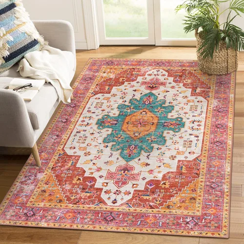 Miniatura 13 de Moynesa Alfombra de pasillo ultra fina lavable de 2 x 6 pies, antideslizante, resistente a las manchas, alfombra vintage que no desprende para Gris