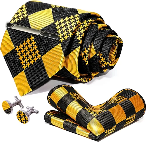 Miniatura 3 de Juego de gemelos cuadrados de bolsillo para hombre, corbata tejida de seda con clip de pañuelo ROBERTO GABBANI