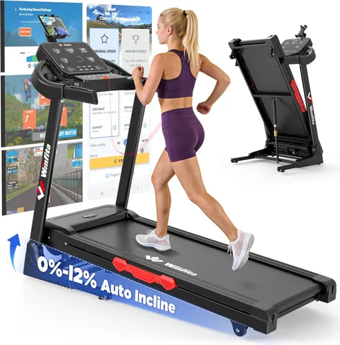 3.5HP Folding Treadmills for Home with Incline Optional, 300 lbs Capacity, 8.0MPH Speed, 17'' Wide Belt, App Connection, 64 Programs, BMI Detector